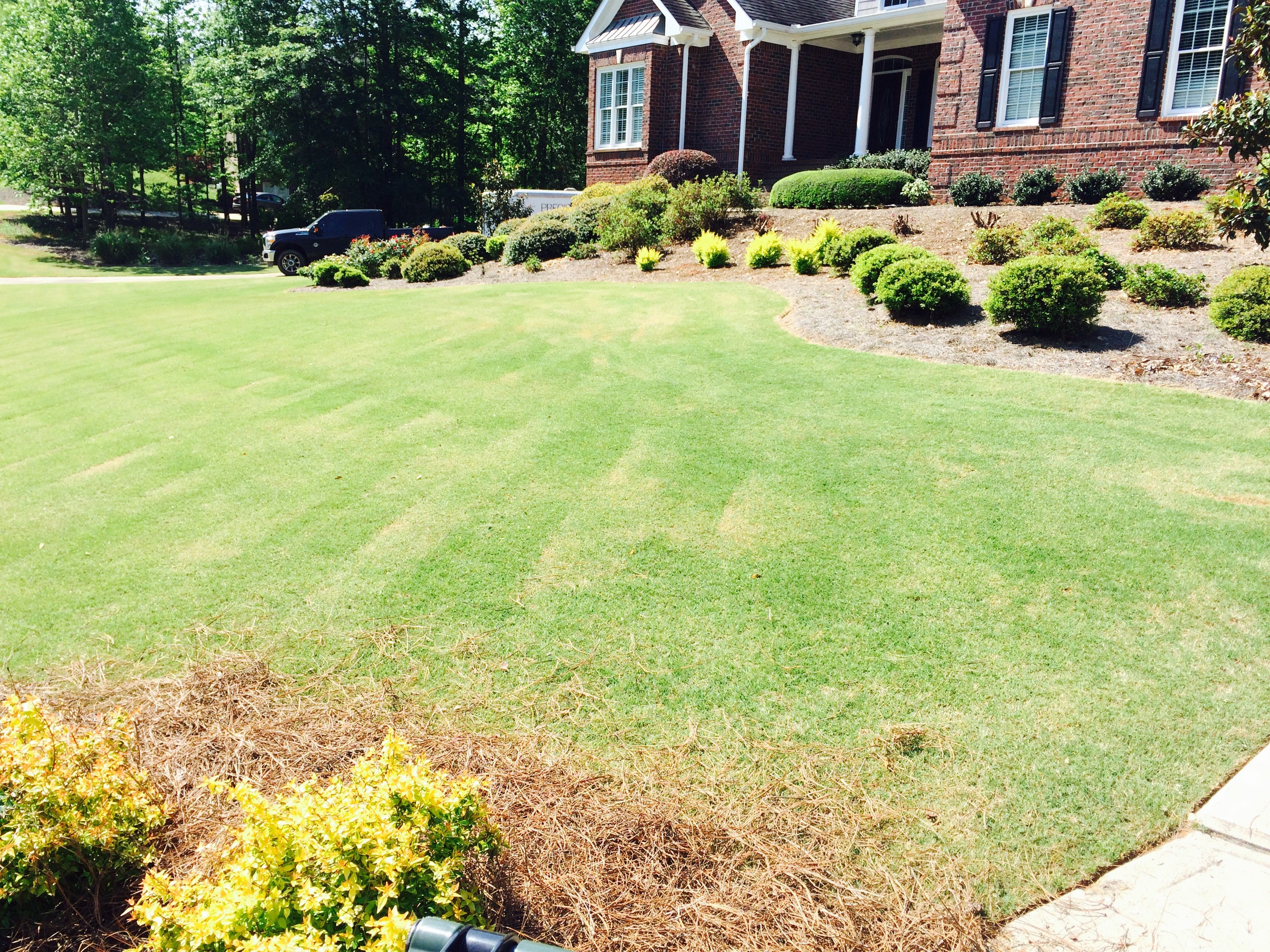 Custom Designed Landscaping With Garden Beds, Shrubs, And Manicured Lawn