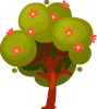  Green Tree With Red Flowers Cartoon Icon