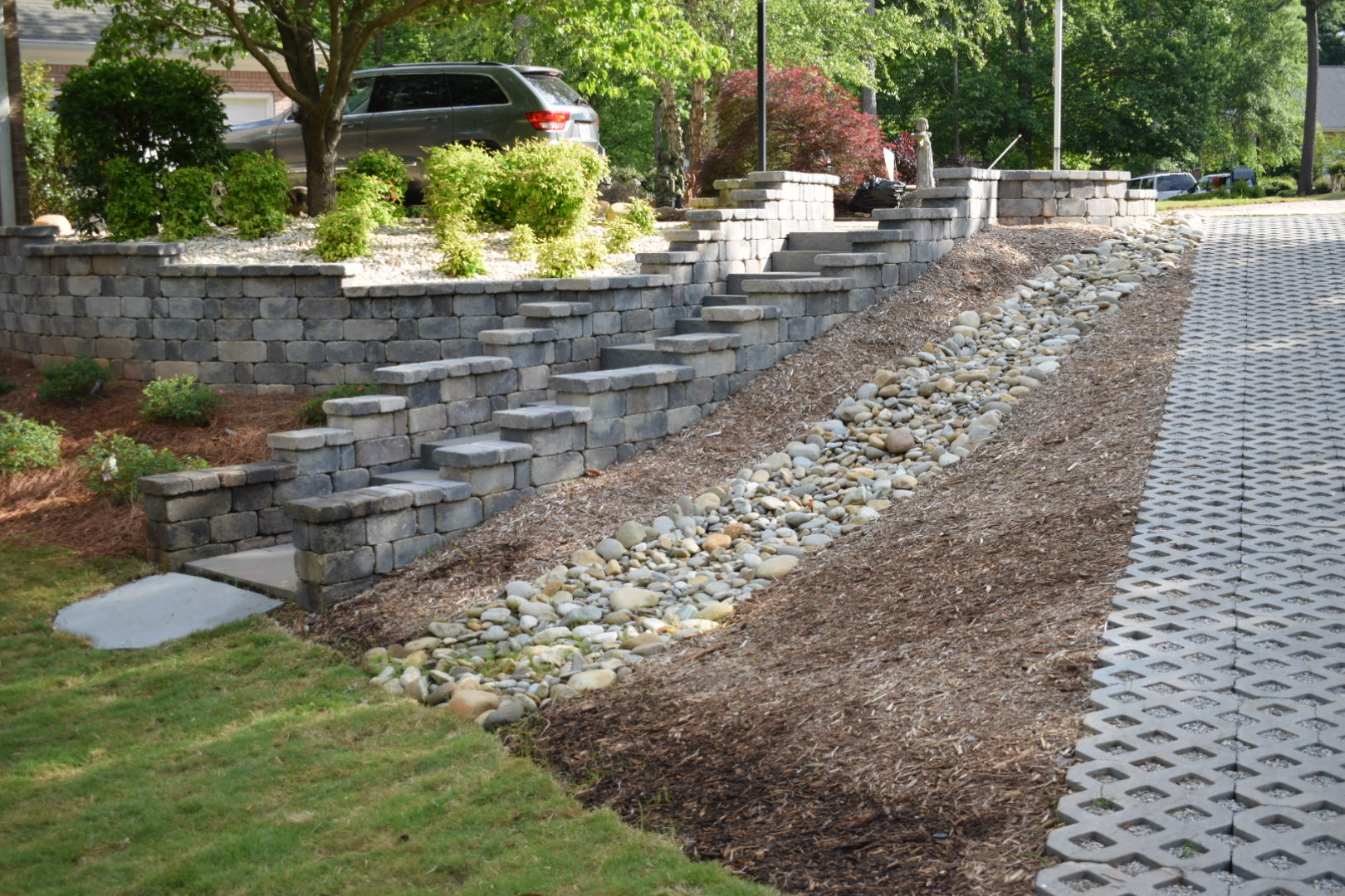 hardscape with french drain